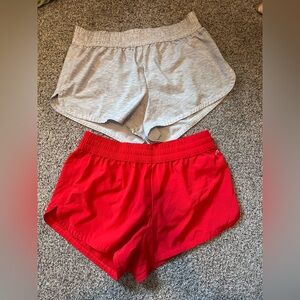 DSG Active Mid Rise Moisture Wicking Running Shorts Size S, Set of 2, Gray & Red